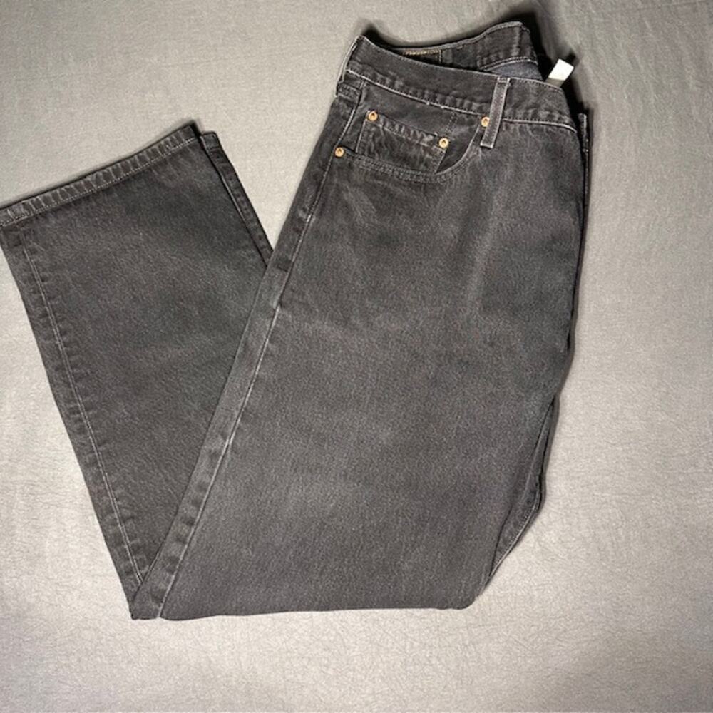 Levi's 501 Black Washed Denim Jeans Men's 42x32 Button Fly Classic Straight Leg